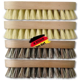 zederle Scrubbing Brushes with Ergonomic Beech Wood Handle (Pack of 4) Hard & Soft Bristles, Root Brushes for Perfect Cleaning, Cleaning Brush, Hand Scrubber, Plastic-Free Natural Product