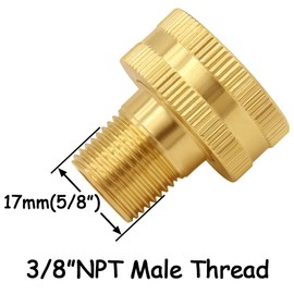 Uenede 2PCS Brass Garden Hose Reducer Swivel Connector 3/4"GHT Female to 3/8"NPT Male Threaded Reducing Convert Adapter Garden Hose Pipe Fittings