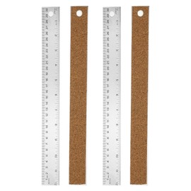 PATIKIL Stainless Steel Ruler Cork Backed, 2Pcs 12 Inch Straight Edge Ruler Non-Slip Cork Backing with Inch and Centimeter Scale for Office Engineering Drawing
