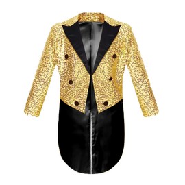 ORBITRAY Kids Boys Sequin Lapel Blazer Gentleman Suit Tuxedo Coat for Wedding Birthday Party Circus Magic Shows Stage Sliver