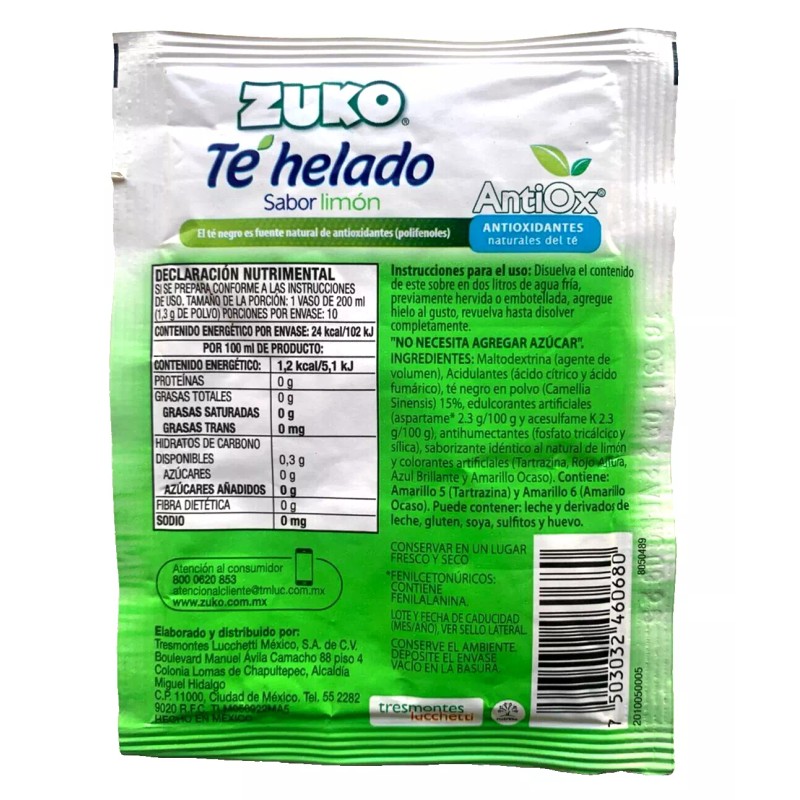 ZUKO 12-Pk ZUKO Cold Tea Lemon Flavored Powdered Drink Mix