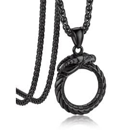 Bandmax Dragon Chain Men's Stainless Steel Chain Curb Chain Dragon Necklace Women's Chain Gothic Dragon Pendant Necklace Dragon Jewellery for Boys, Stainless Steel, No Gemstone