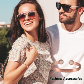 EnerCoppeX 3500 Gauss Female Magnetic Bracelet 99.99% Pure Copper Cuff Jewellery with 6 Magnets (2 Oversized Magnets, 4 Magnets) Freely Adjustable