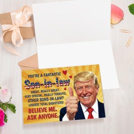 Oamiolek Funny Trump Father's Day Cards for Sons in law, Sons in Law Fathers Day Cards Gifts, Son-in-Law Birthday Card, You're A Fantastic Son in Law