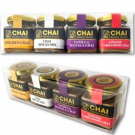 Balboa Spices Chai Kit – Yields 80 Cups | Limited Edition | 100% Natural, Caffeine-Free, Sugar-Free, Dairy-Free, Vegan, Keto | Wellness Tea Gift & Travel Set | 4 Flavors| Glass Jars