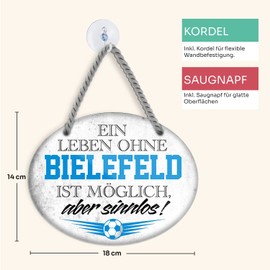 schilderkreis24 Tin Sign Football Sign "Ein Leben ohne Bielefeld ist Sinnlos" Decorative Gift Idea Man 18 x 14 cm