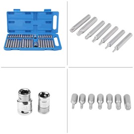 40PCS Professional Hex Star Torx Spline Socket Bit Kit, 1/2inch 3/8inch Drive Impact Socket Bit Tool Set for Car Auto Repair with Case, Metric and Standard