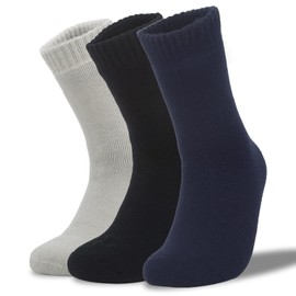 ElifeAcc Thermal Socks Soft Brushed Merino Wool Blend Breathable and Warm Winter Socks for Casual Outdoor Activities Suitable for Men&Women UK3-10（M Black+Navy+Light Grey）