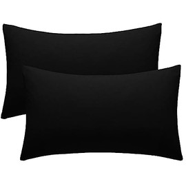 Pillow Cases 2 Pack Black Pillow Covers 50X75CM Hotel Quality Poly Cotton (Black, 2 Pillow Cases)