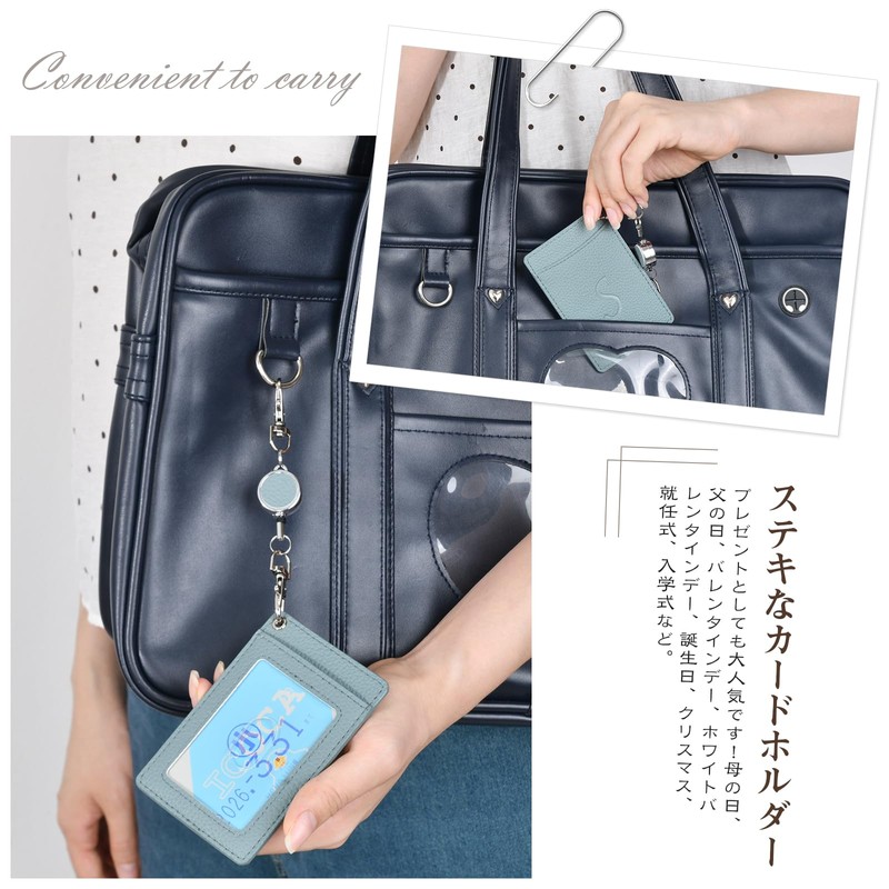 VEISEN Pass Case, Commuter Holder with Reel, Double-Sided, IC Card