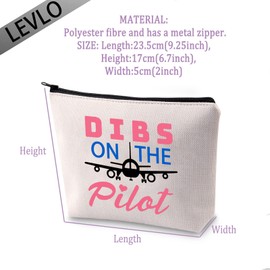 LEVLO Funny Pilot Mom Gifts Dibs On The Pilot Makeup Bags Airplane Pilot Wife Gifts, Dibs On The Pilot