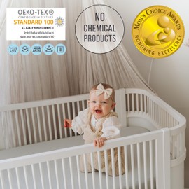 Bisoo Waterproof Moses Basket Sheets - Set of 2 Fitted Sheet Mattress Protector Made of 100% Jersey Oeko-Tex + PU 12x30 in / 30x75 cm - Universal Fit for Carrycot Pram Baby Carriage - 1 White & 1 Gray