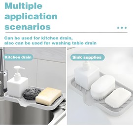 NIXNEHC Silicone Bathroom Soap Dishes, Sponge Holder for Kitchen Sink, Shower Soap Holder with Drain,with Non-Slip Grid-Organizer,Perfect for Dispenser,Scrubber,Bottle,Sponge,Cup on Sink or Counter