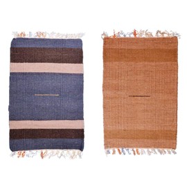 Purpledip Woollen Place Mats Rug: Meditation Prayer Floor Mats (Set of 2)