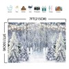 LIVUCEE 7x5ft Polyester Fabric Winter White Snowy Forest Backdrop for