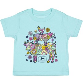 John Deere Infant Girls Funky Animal Stack Short Sleeve Tshirt in Chill Blue (US, Age, 12 Months, Chill Blue)