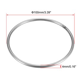 sourcing map 201 Stainless Steel O Ring 100mm(3.39") Outer Diameter 4mm Thickness Strapping Welded Round Rings 4pcs
