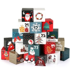 Naler Advent Calendar 2024 Gift Boxes Christmas Countdown Boxes Santa Claus, Snowflake Treat Box for Kids Adult Teen DIY Craft Handicrafts, 24pcs