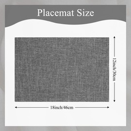 Grey Placemats Set of 4 Heat Resistant Linen Place Mats for Dining Table Set Washable Table Mats Double Layered Burlap Non-Slip Tablemats for Family Wedding Party Dinner Table, 12X18inch