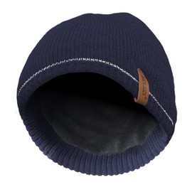 RockJock STORMACTIVE 100% Waterproof Mens Boys Warm Beanie Hat with Reflective Stripe Detail-Navy