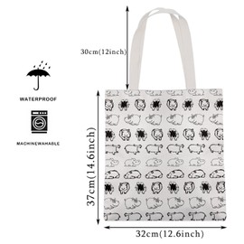 MAOFAED Simple Style Hippo Print Tote Bag For Shopping Travel School Office Hippo Lover Gift Hippo Gift (hippo toteCA)