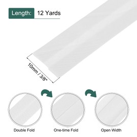 MECCANIXITY 3/8 Inch Double Fold Bias Tape Cotton Continuous Bulk Bias Tape for Sewing,Seaming Quilting Hemming Binding Crafts (White 12 Yards)