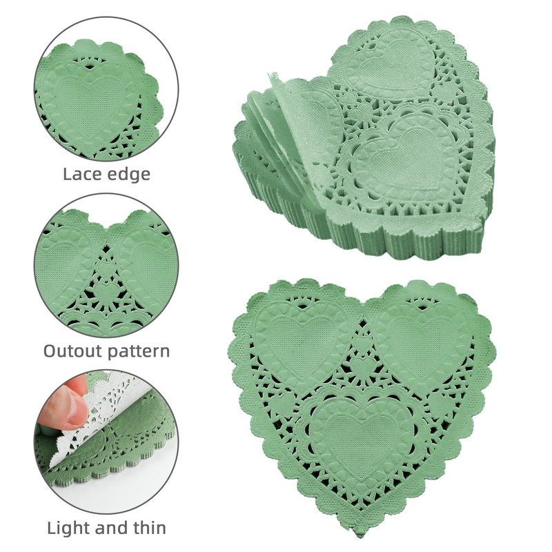 250 Pcs 4 Inch Heart Paper Doilies Valentine Doilies Lace