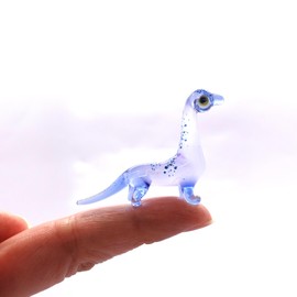 Sansukjai Apatosaurus Micro Tiny Figurines Hand Blown Glass Art Animals Dinosaur Collectible Gift Home Décor (Purple Tone)