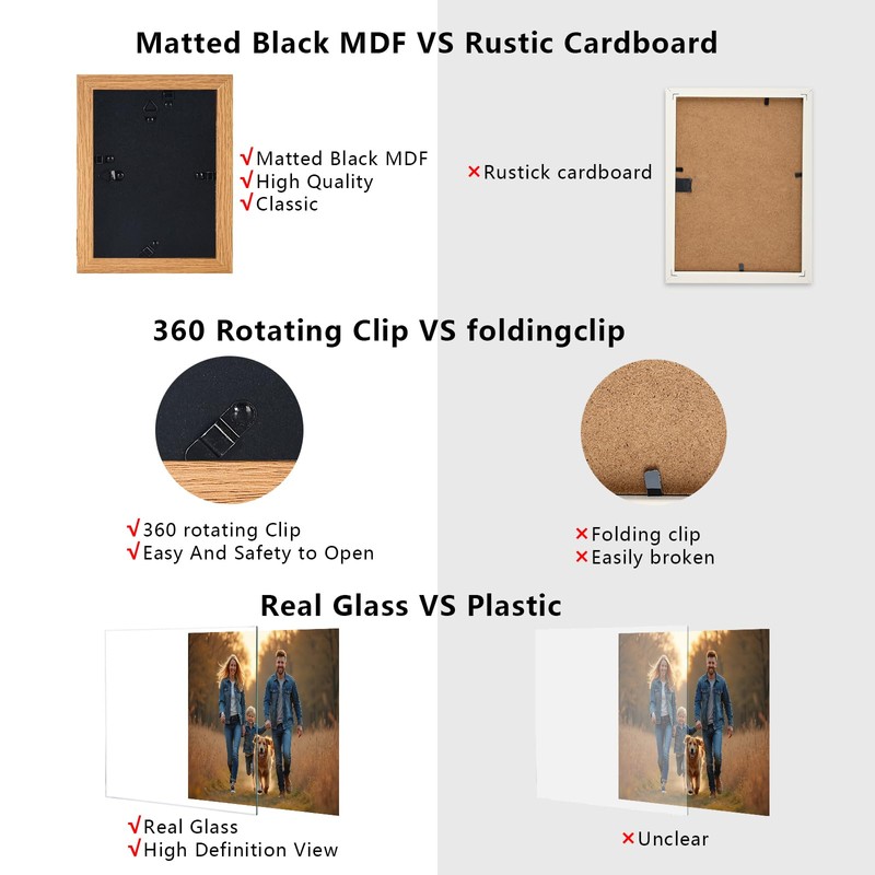 Epecfan 5x7 Double Hinged Picture Frame - WoodGrain Foldable Photo