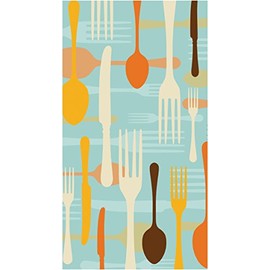 Creative Converting Elise 16 Count 3 Ply Toasted Flatware Guest Towel, Blue/Orange/White