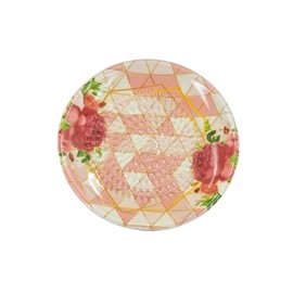 Kaladia Ceramic Grating Plate/Ceramic Slicer - Ideal for Ginger, Parmesan etc. - Pink with Pink Flower - Diameter: 12 cm - Handmade & Hand Painted - Made in Spain