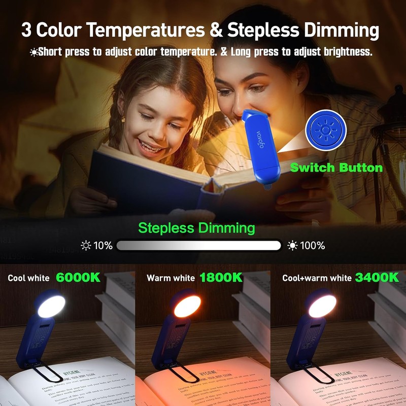 Luz de Libro Recargable USB VAVOFO KM-6776 con Bloqueo de