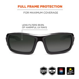 Ergodyne Skullerz Odin Polarized Safety Sunglasses - Black Frame, Smoke Lens