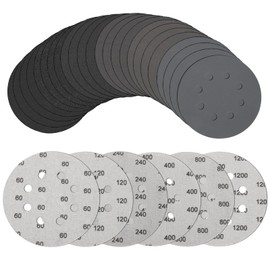 EEEKit Pack of 30 Sandpaper 125 mm, 8 Holes Round Sanding Discs, Grit 60/120/240/400/800/1200, Wet and Dry Random Orbital Sander, Sandpaper for Metal, Wood, Car