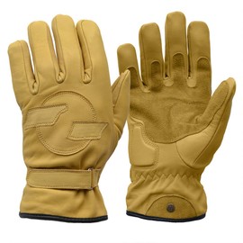 Goldtop Short Fleece Lined CE APPROVED Cruiser Leather Motorcycle Gloves - Tan (S - 7.5" to 8")