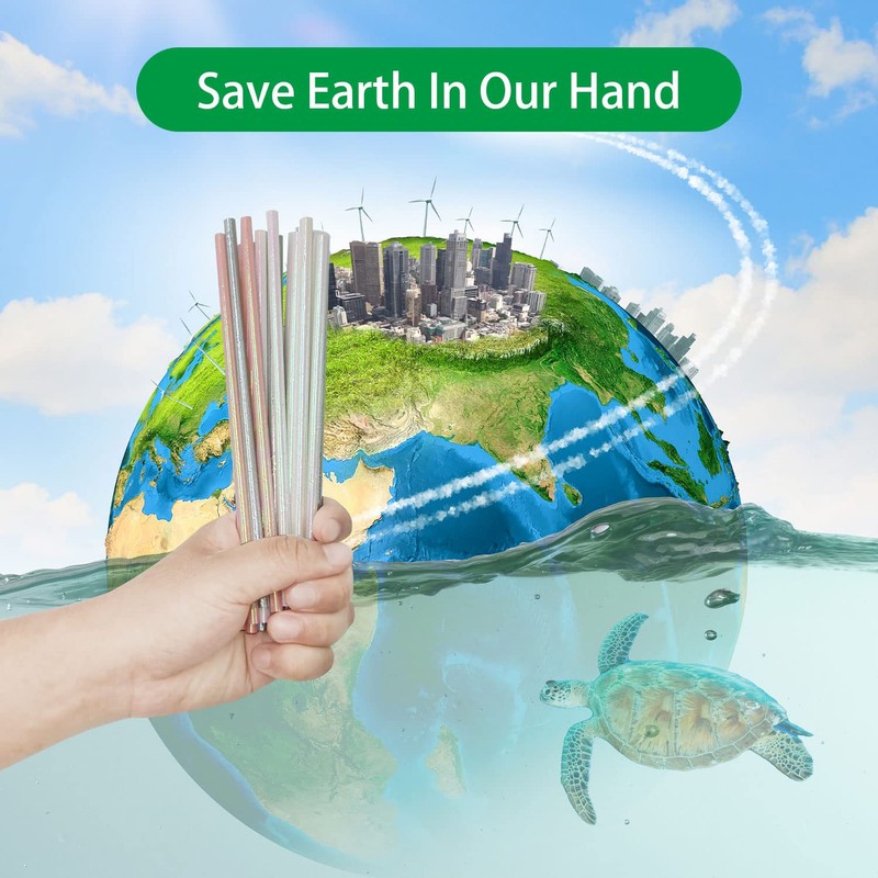 Metallic Solid Silver Party Straws, Disposable Durable Silver Paper Drinking