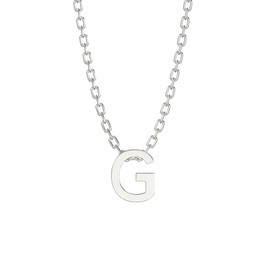 Aeon Jewellery Alphabet Initial Necklace - G | 925 Sterling Silver 3D Necklace | Adjustable 16-18 Inch Silver Belcher Chain | Polishing Cloth