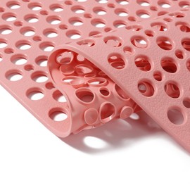 Mantto Nonslip Bathtub Mat Extra Soft TPE Bath Mat for Kids, Machine Washable Bathroom Shower Mat, Smooth/Non-Textured Tubs Only, 35L x 16W Inch (Pink)