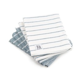 DaWo Set of 5 tea towels / kitchen towels made of 100% cotton with hanger, Oeko-Tex Standard, other colours available, 50 x 70 cm, strong with 200 g/m² (petrol (mixed stripes))