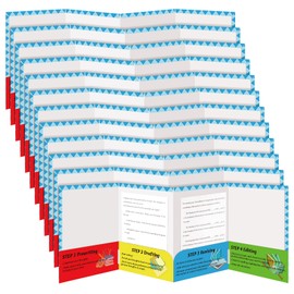 Satinior 24 Pcs Writing Process Pocket Folder Privacy Folders for Students 4 Pockets Writing Process Organizer File Folders Homework Folders for Kids Classroom Teacher School Supplies