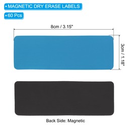 PATIKIL Magnetic Name Tag 3.15x1.18Inch, 60 Pcs Dry Erase Magnet Labels Waterproof Reusable Strips for Classroom Office Refrigerator Home whiteboard, Sky Blue