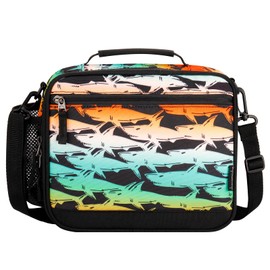 Choco Mocha Shark Kids Lunch Box for Boys Lunch Boxes for School Lunch Bag for Boys with Shoulder Strap for Preschool Kindergarten kids Black