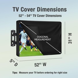 REDRICH 600D Heavy Duty Outdoor TV Cover for 52-54 inch TV, Upgraded Waterproof and Dustproof TV Screen Protectors with Zipper for Outside