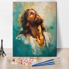 TUMOVO Jesus Paint by Numbers for Adults Beginner, DIY Paint by Number on Canvas Christian, Adults' Paint-by-Number Kits Christ, Acrylic Oil Hand Painting for Adults Art Crafts 16"x20"(Frameless)