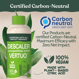 Roobi Nespresso Compatible Vertuo Cleaning & Descaling Kit. Includes 1 Bottle of Descaling Solution, 6 Cleaning Tablets and 1 Reusable Pod. Carbon Neutral Vertuoline Maintenance Kit. 6 Month Supply.