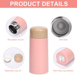 Risipu 150ml/5oz Small Water Bottle, Stainless Steel Mini Flask for Milk, Vacuum Insulated with Non-Slip Bottom (Pink)