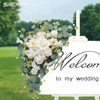 BASIMAN 2pcs Wedding Arch Flowers,Wedding Artificial Sign Flower,Welcome Easel Door