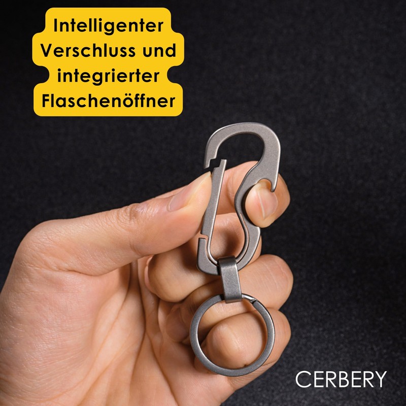Cerbery - Titanium Keyring with Ring and Gift Box -