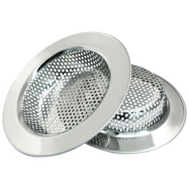 PHITUODA 2 Pcs Sink Strainer Stainless Steel Kitchen Sink Drain Strainer Basket Cover Mesh Hair Food Catcher with Large Wide Rim 4.4" Diameter, Brushed Silver