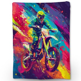 Ti Caldi Watercolor Motorcycle Blanket, Soft Warm Lightweight Colorful Flannel Throw Blanket for Couch, Bed, Travel & Outdoor, Cozy Fuzzy Blankets for Adults Kids Men Boys, Home Decor 60×50 in